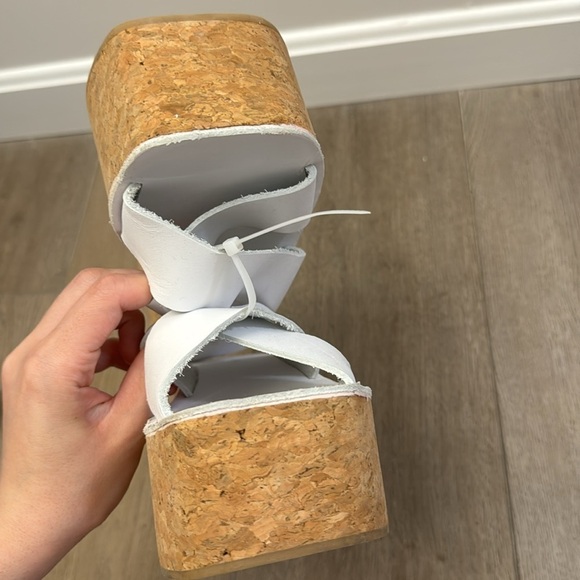 NEW! Jeffrey Campbell Itzelia White Cork Block Heel Platform Slide Sandal - 39 - Picture 8 of 11